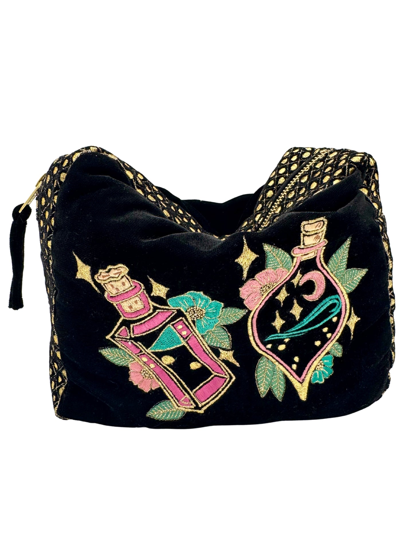 The Esme Cloud Pouch - Inky Black - Extra Plush Velvet Embroidered Pouch