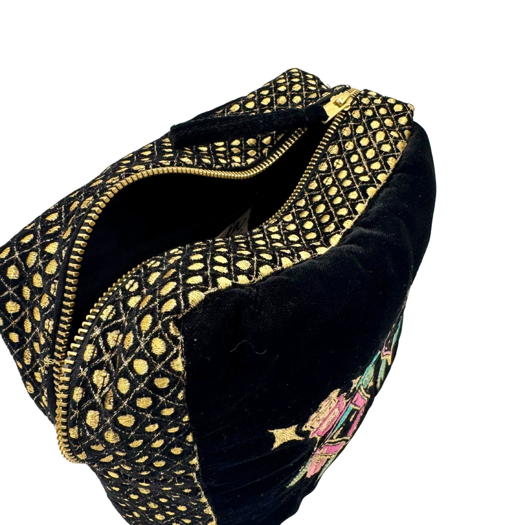 The Esme Cloud Pouch - Inky Black - Extra Plush Velvet Embroidered Pouch