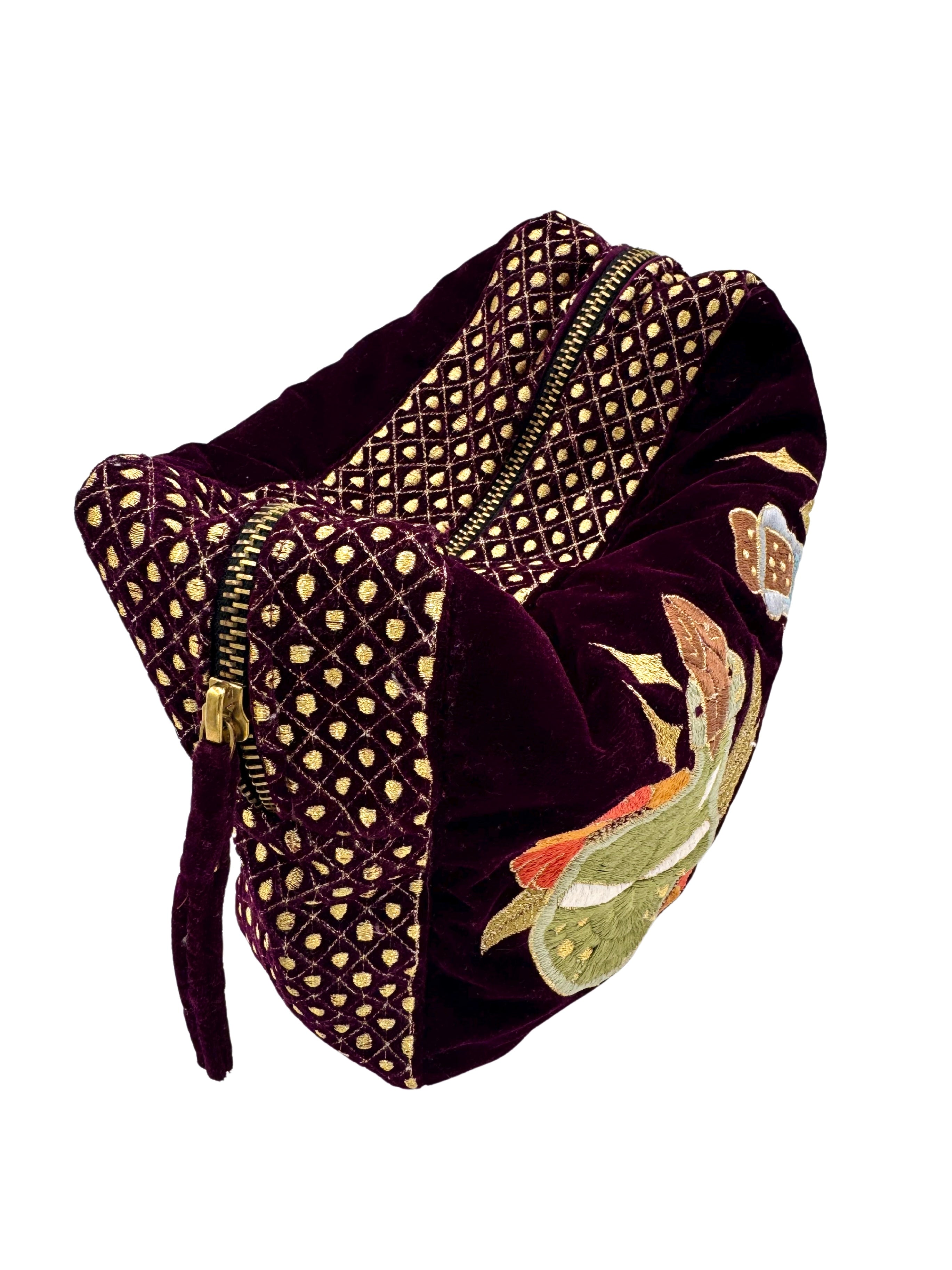 The Arwen Cloud Pouch - Wine - Extra Plush Embroidered Velvet Pouch