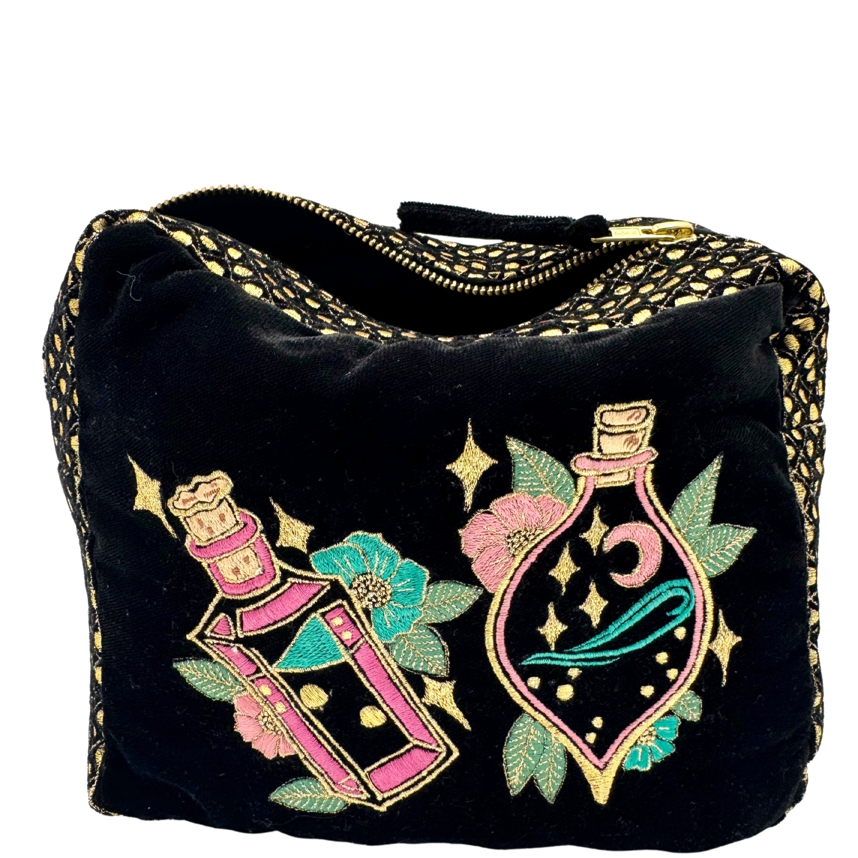 The Esme Cloud Pouch - Inky Black - Extra Plush Velvet Embroidered Pouch