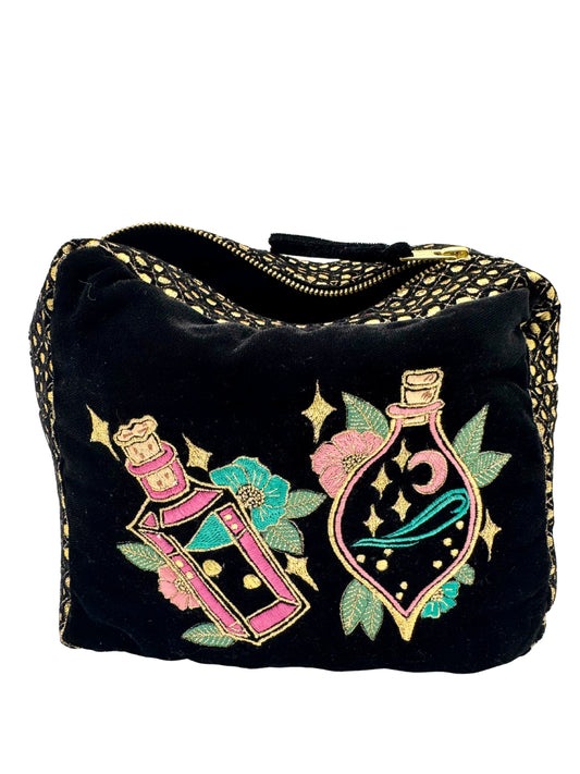 The Esme Cloud Pouch - Inky Black - Extra Plush Velvet Embroidered Pouch