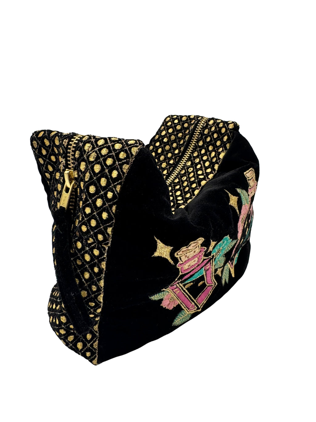 The Esme Cloud Pouch - Inky Black - Extra Plush Velvet Embroidered Pouch