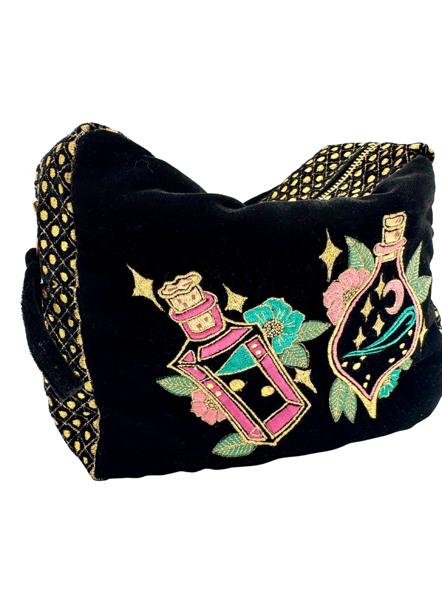 The Esme Cloud Pouch - Inky Black - Extra Plush Velvet Embroidered Pouch