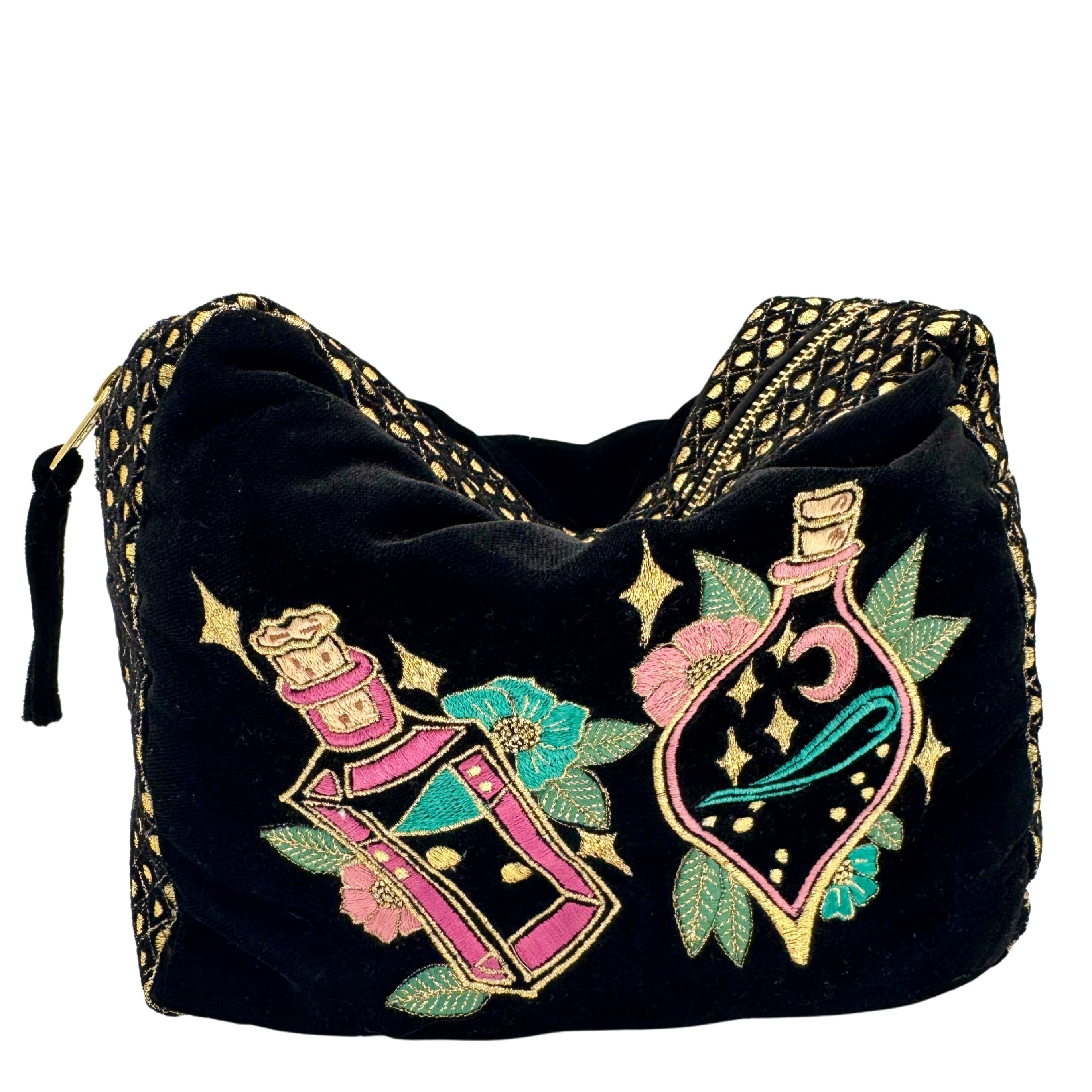 The Esme Cloud Pouch - Inky Black - Extra Plush Velvet Embroidered Pouch