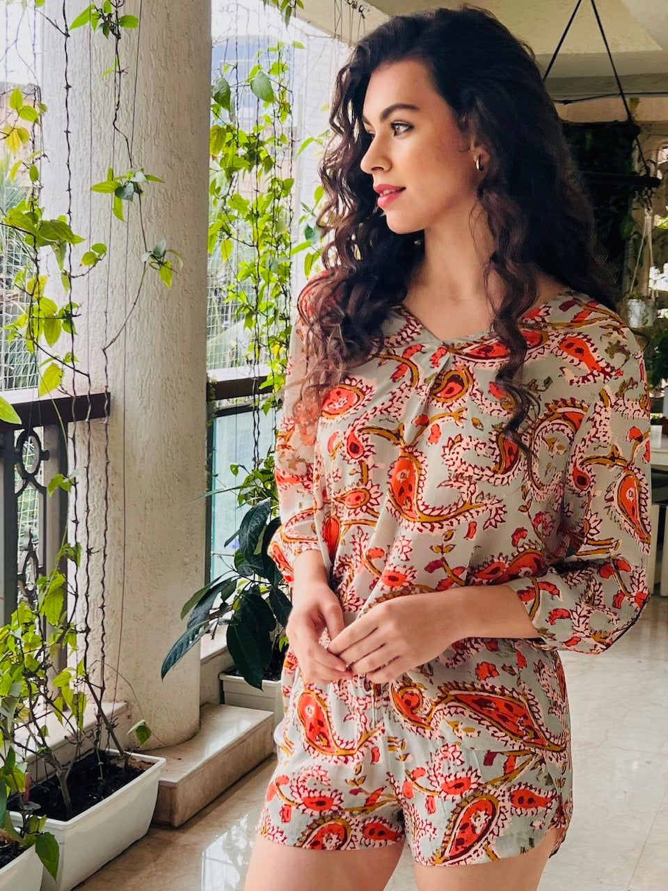 Maeve Mix Print Shorts