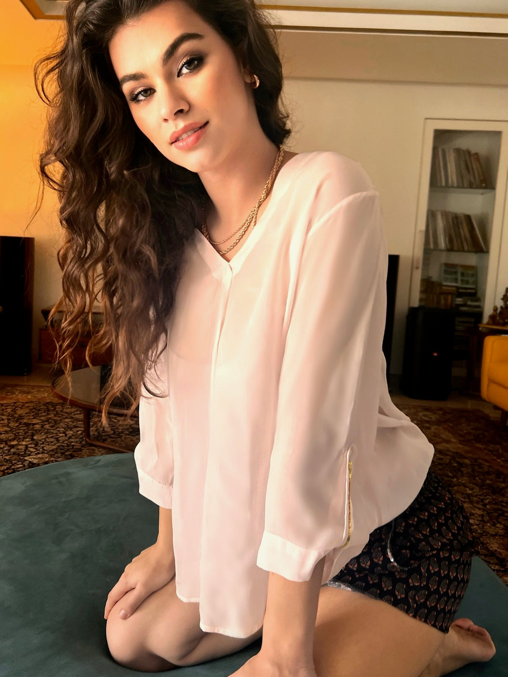 Maeve Black Printed Shorts