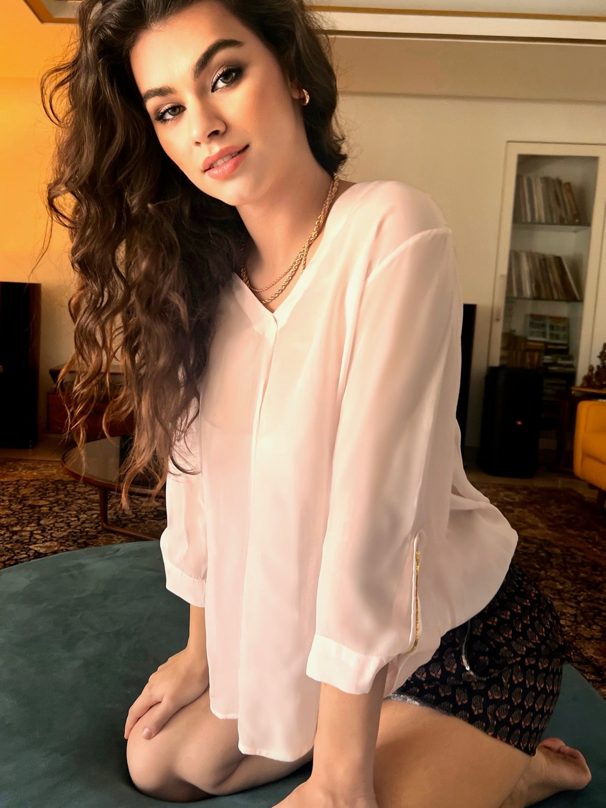 Maeve Black Printed Shorts