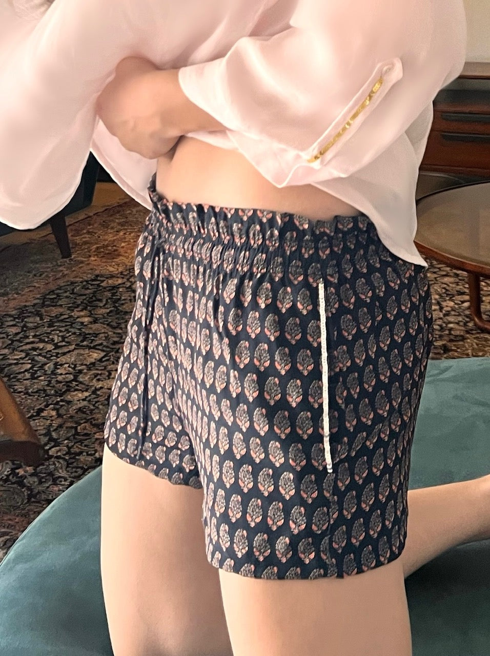 Maeve Black Printed Shorts