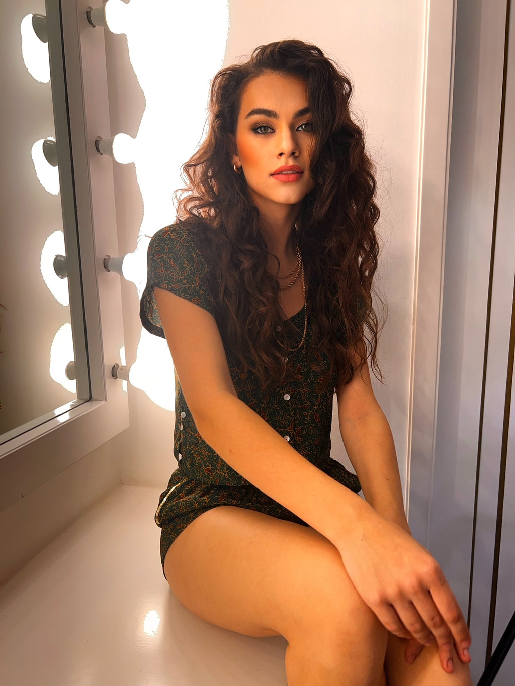 Maeve Green Printed Shorts