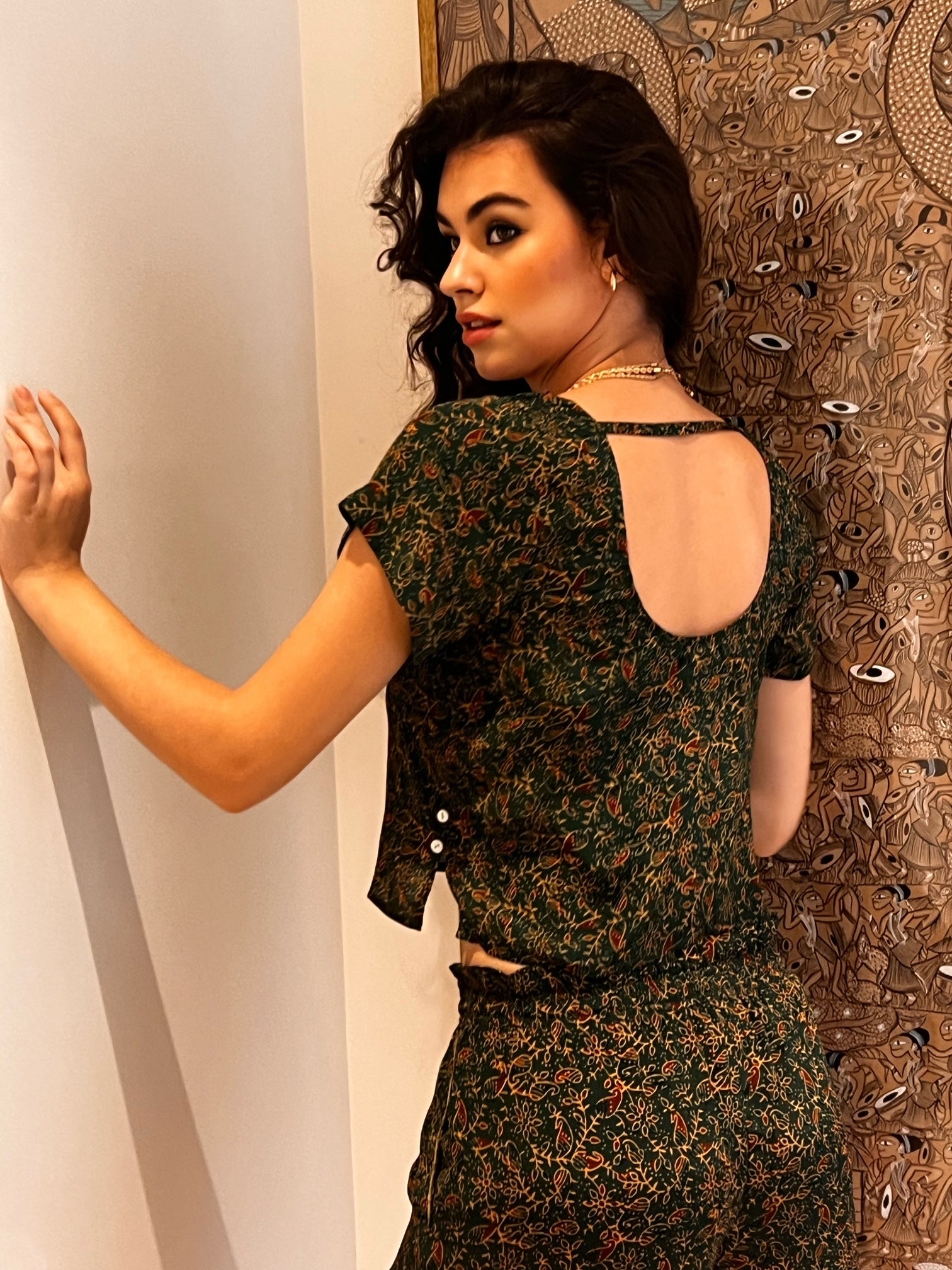 Maeve Green Printed Shorts