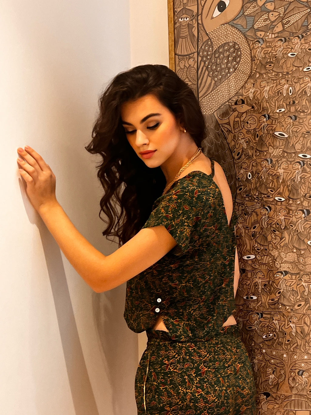 Maeve Green Printed Shorts