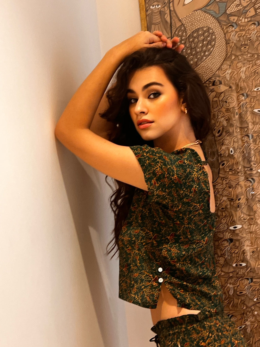 Maeve Green Printed Shorts