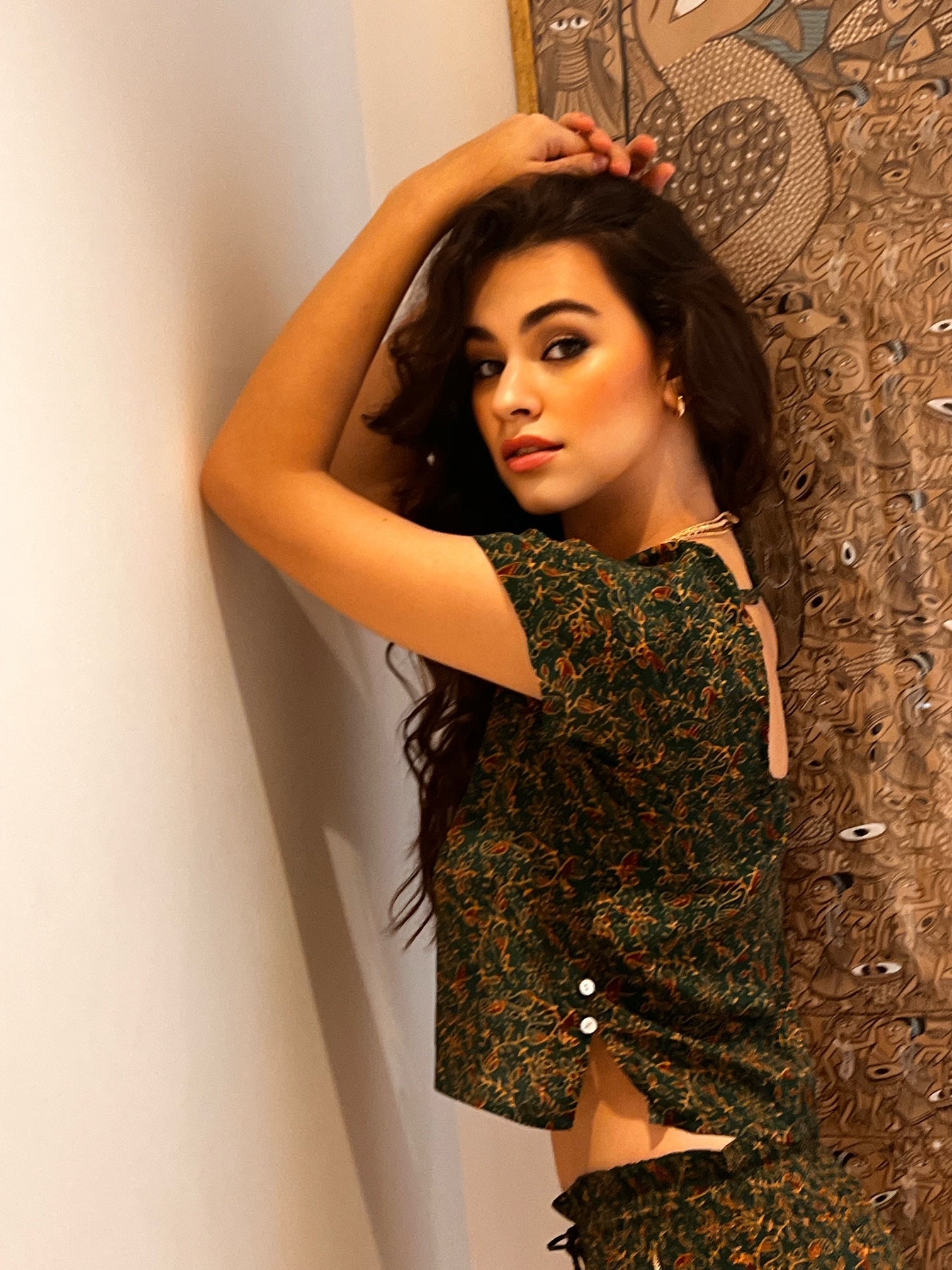 Maeve Green Printed Shorts