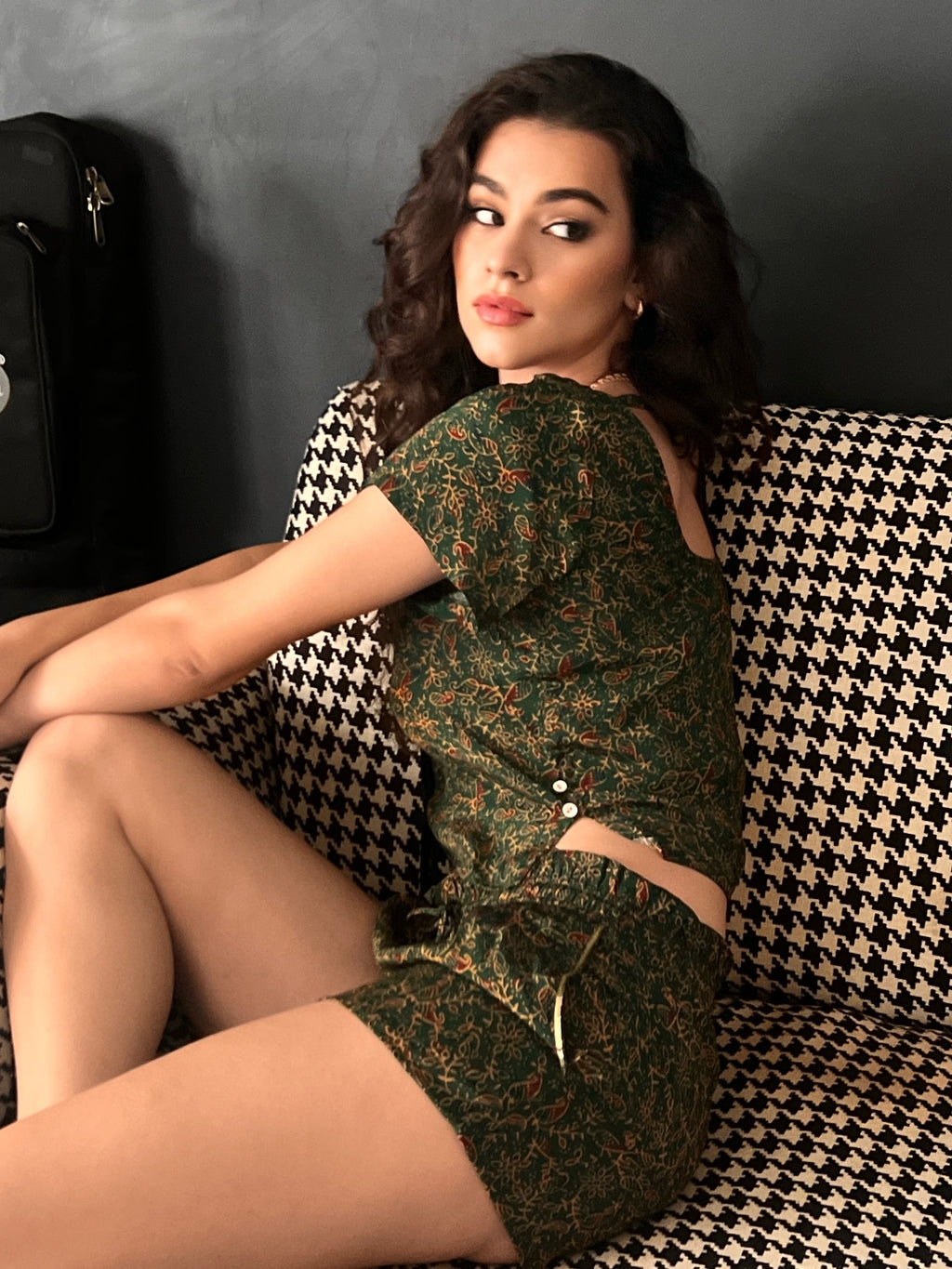 Maeve Green Printed Shorts