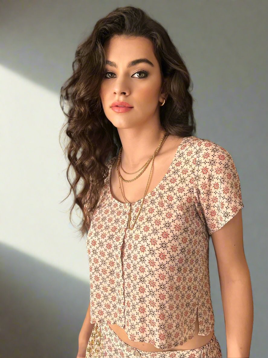 Layla Beige Crop Top