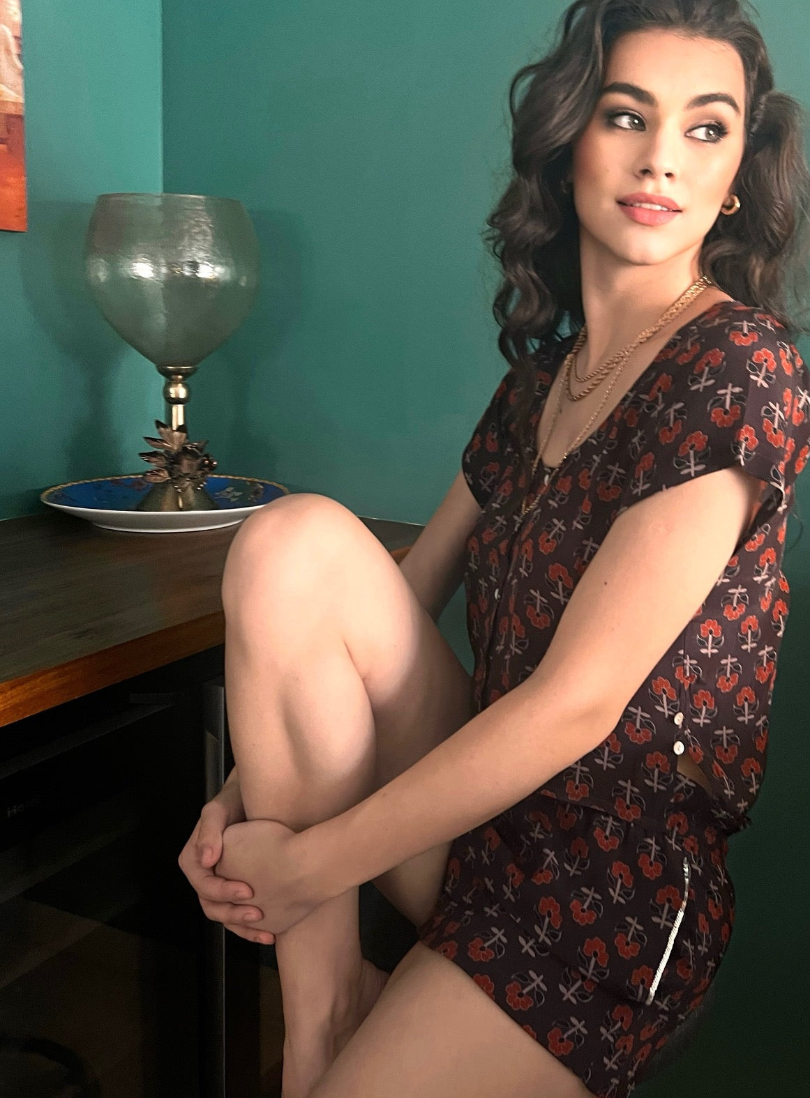 Maeve Brown Printed Shorts