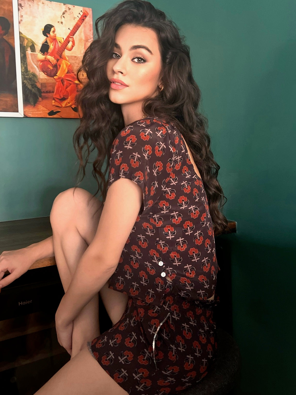 Maeve Brown Printed Shorts