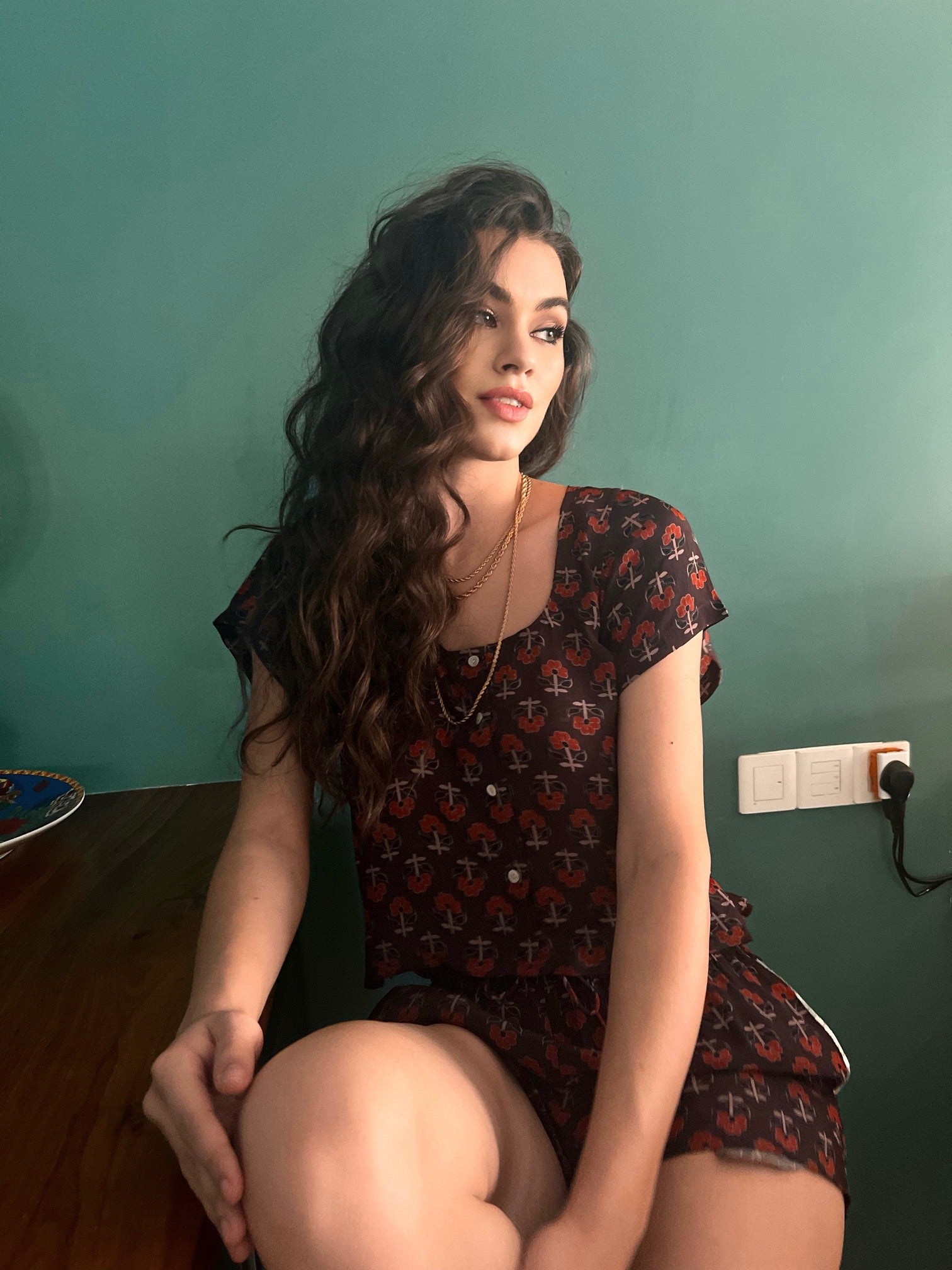 Maeve Brown Printed Shorts