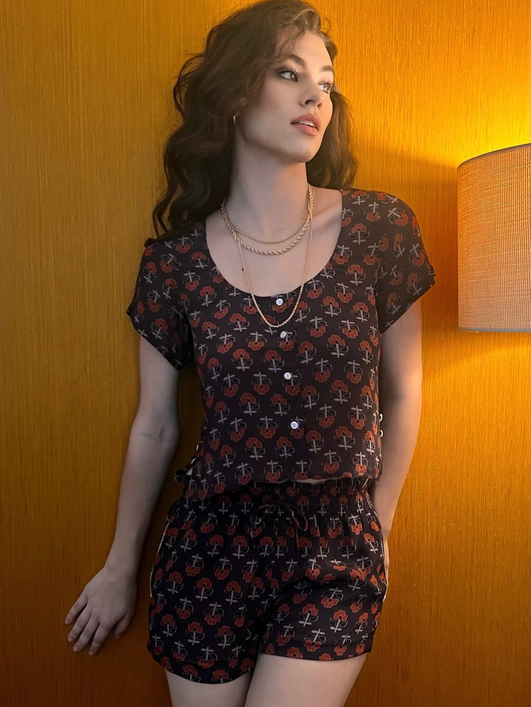 Maeve Brown Printed Shorts