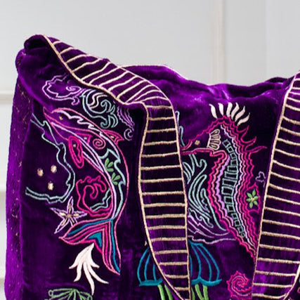 The Azores Embroidered Tote Purple