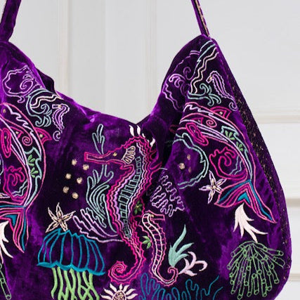 The Azores Embroidered Tote Purple