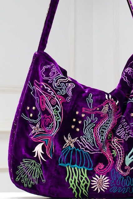 The Azores Embroidered Tote Purple