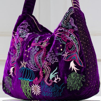 The Azores Embroidered Tote Purple