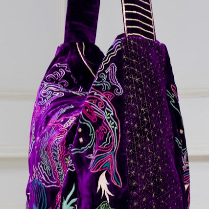 The Azores Embroidered Tote Purple