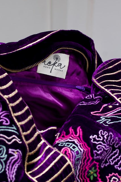 The Azores Embroidered Tote Purple