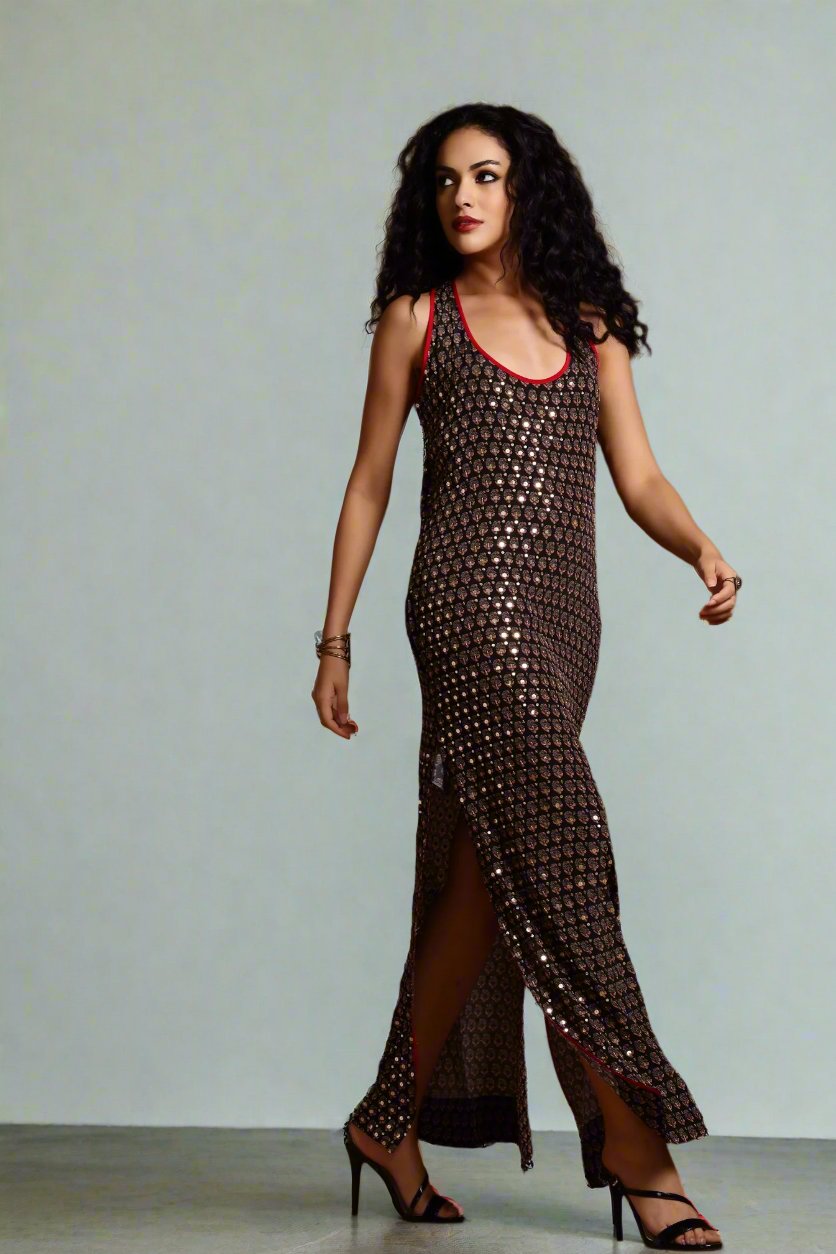 Asha Racer-Back Maxi Dress Black