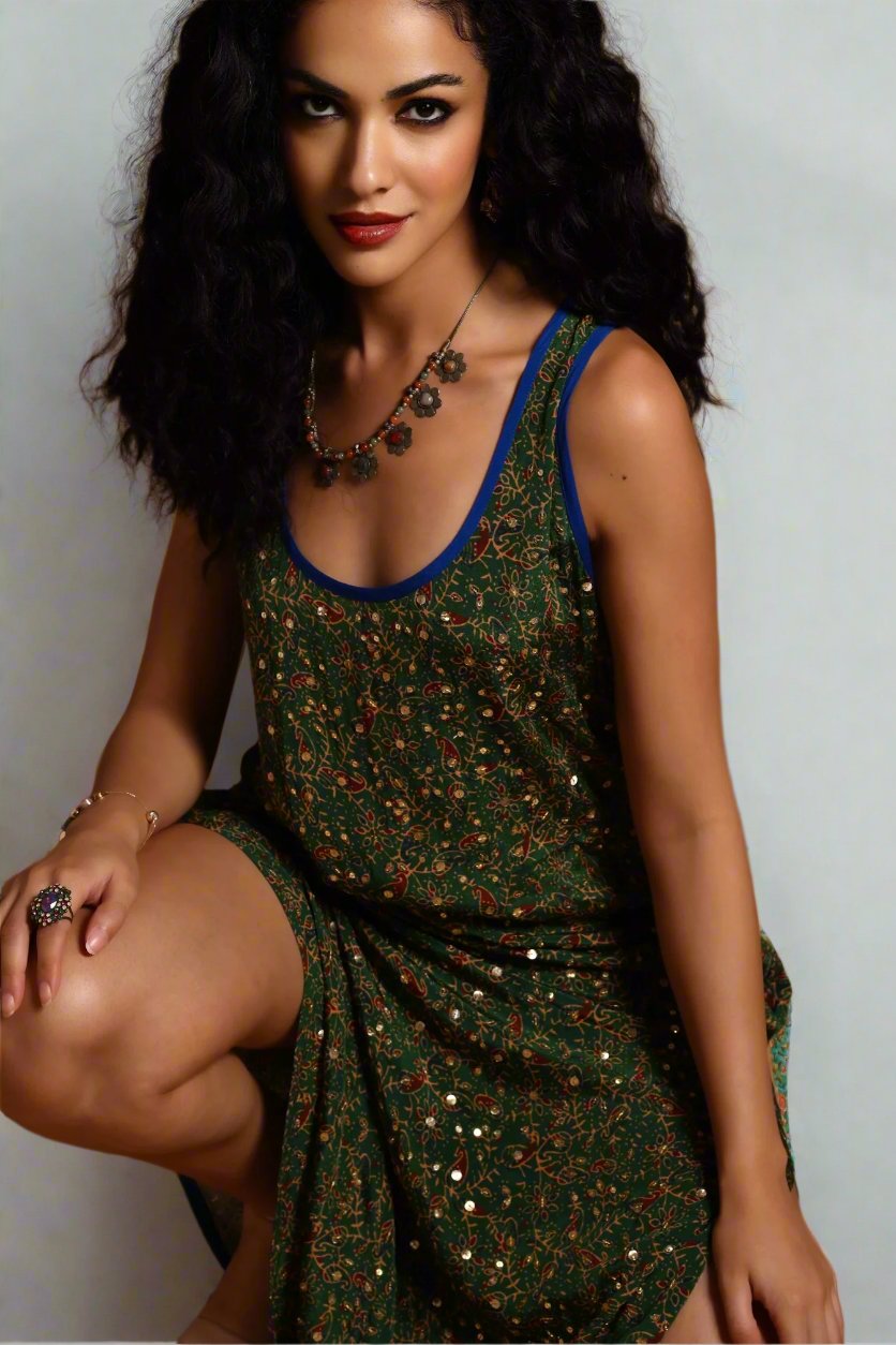 Asha Racer-Back Maxi Dress Green