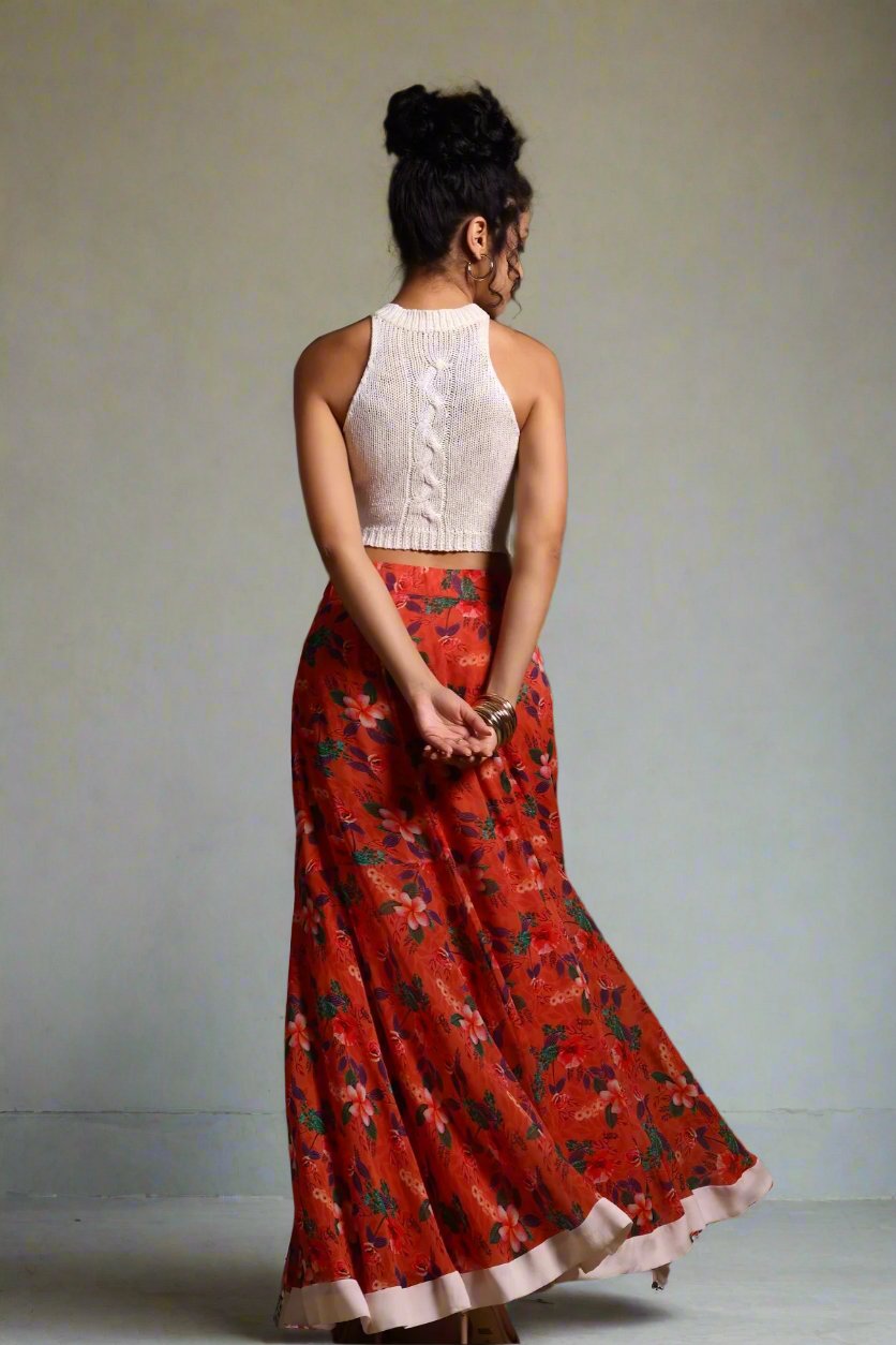 Avni Flowing Maxi Skirt Coral