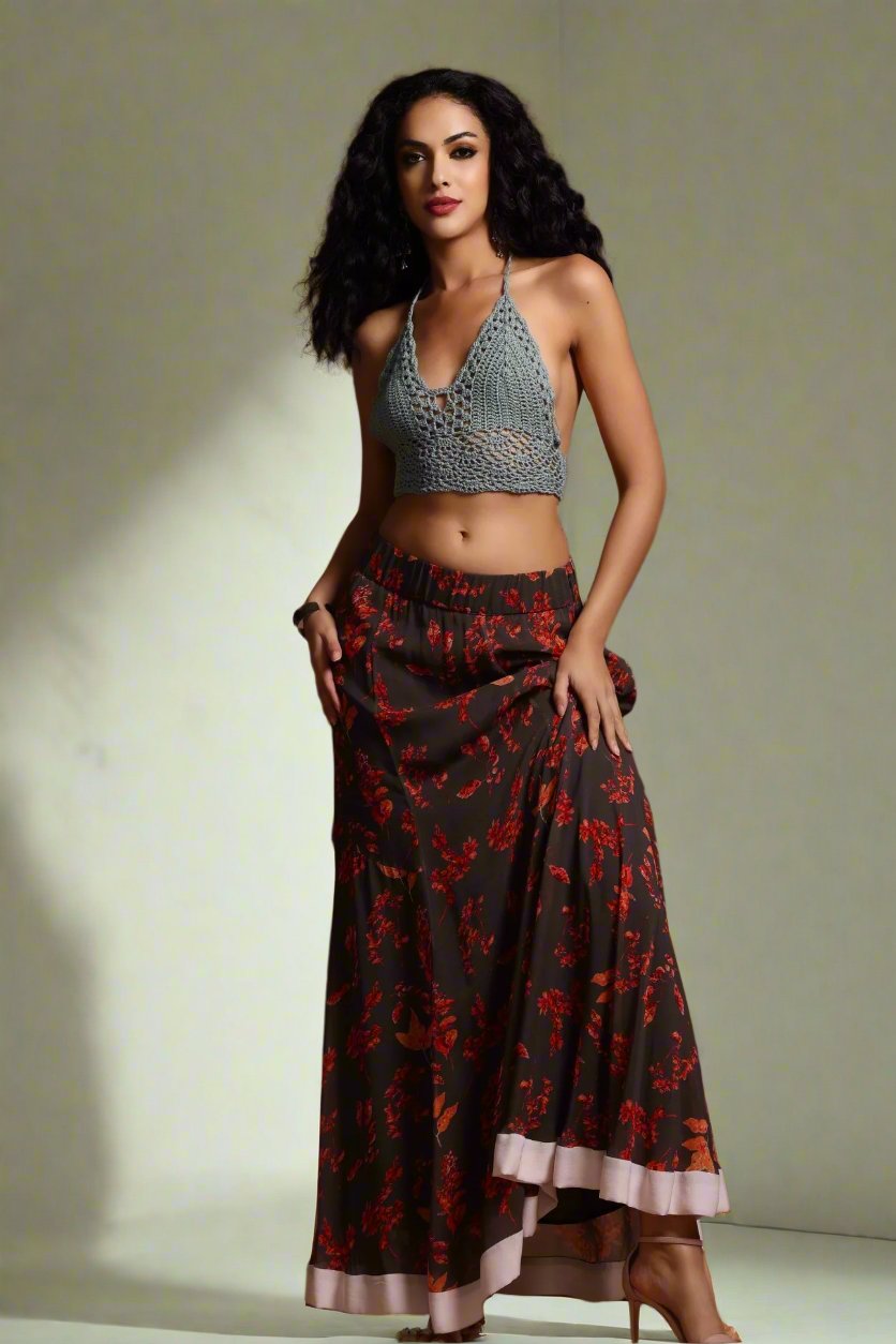 Avni Flowing Maxi Skirt Slate