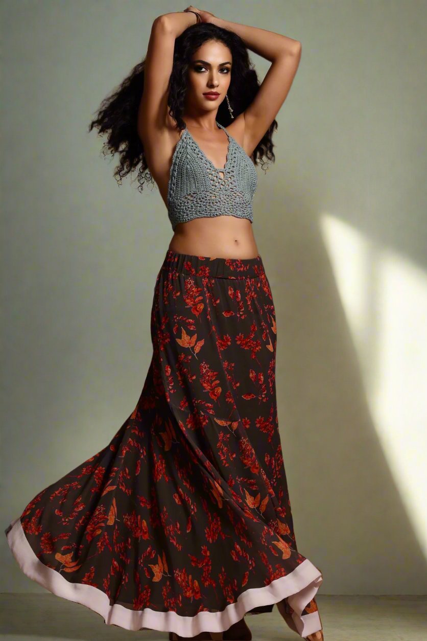 Avni Flowing Maxi Skirt Slate