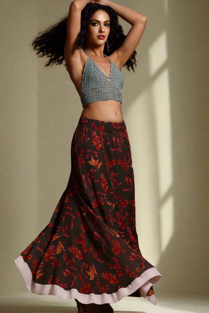 Avni Flowing Maxi Skirt Slate