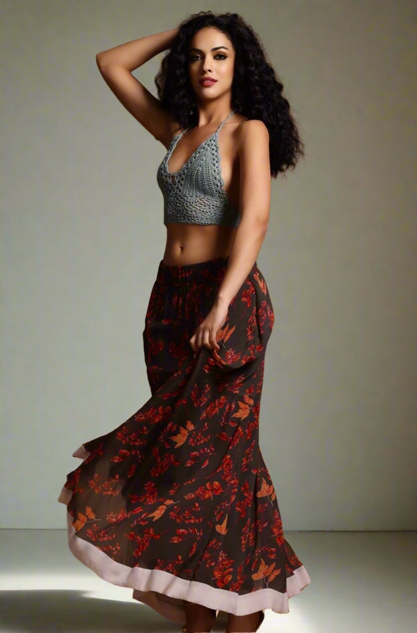 Avni Flowing Maxi Skirt Slate