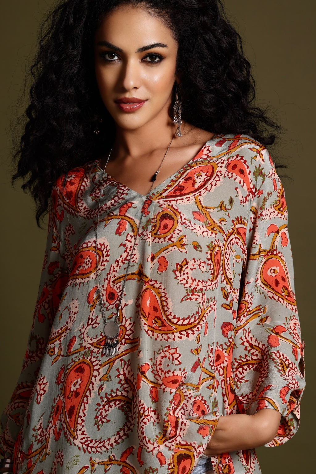 Hailey Long Sleeve Blouse Mix Print