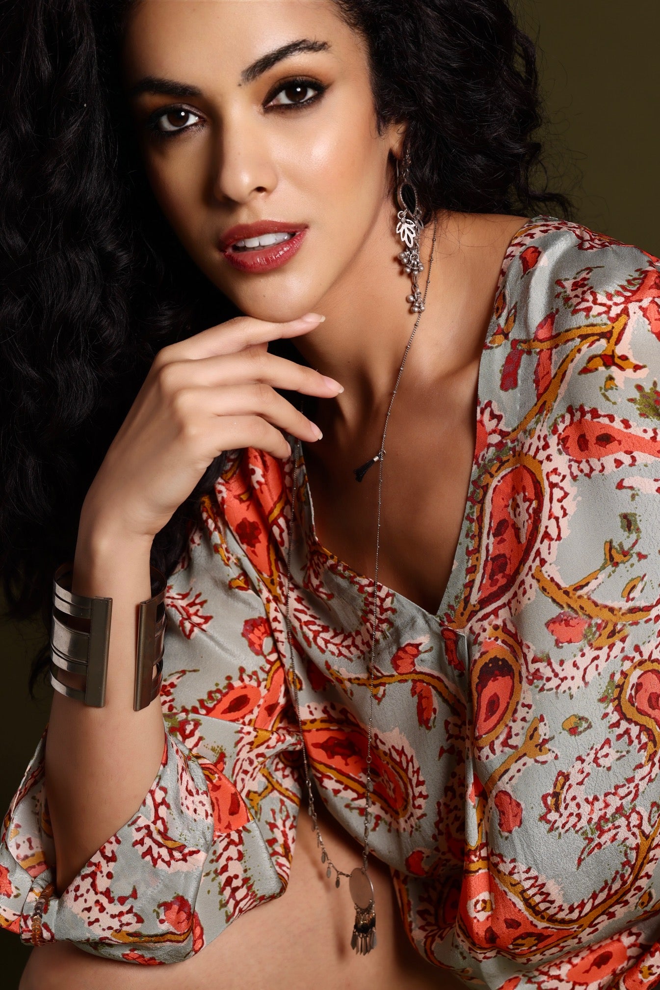 Hailey Long Sleeve Blouse Mix Print