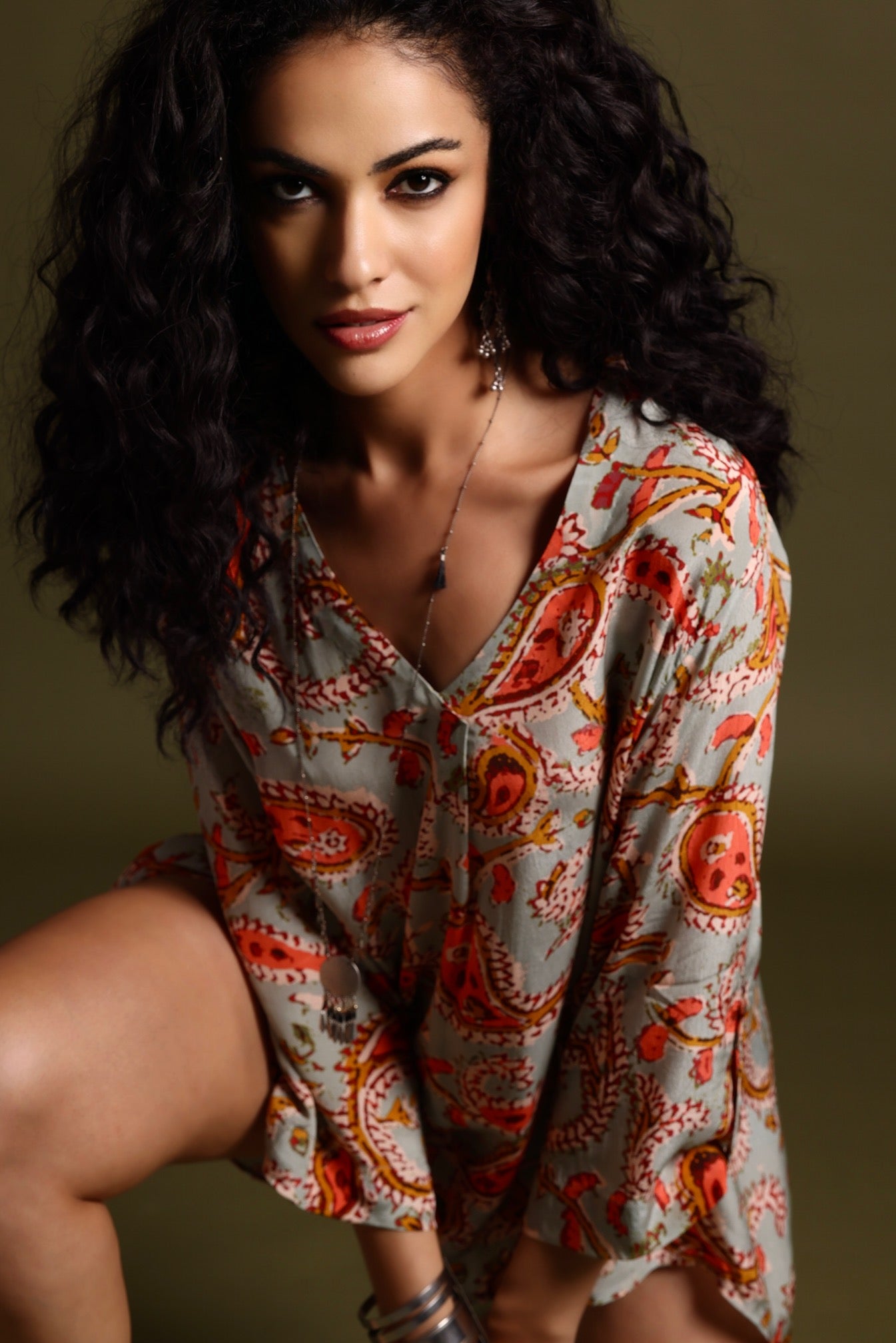 Hailey Long Sleeve Blouse Mix Print