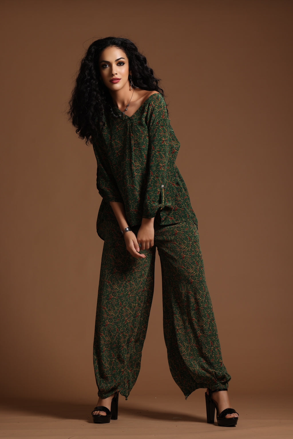 The Reva Wide Leg Pants Green