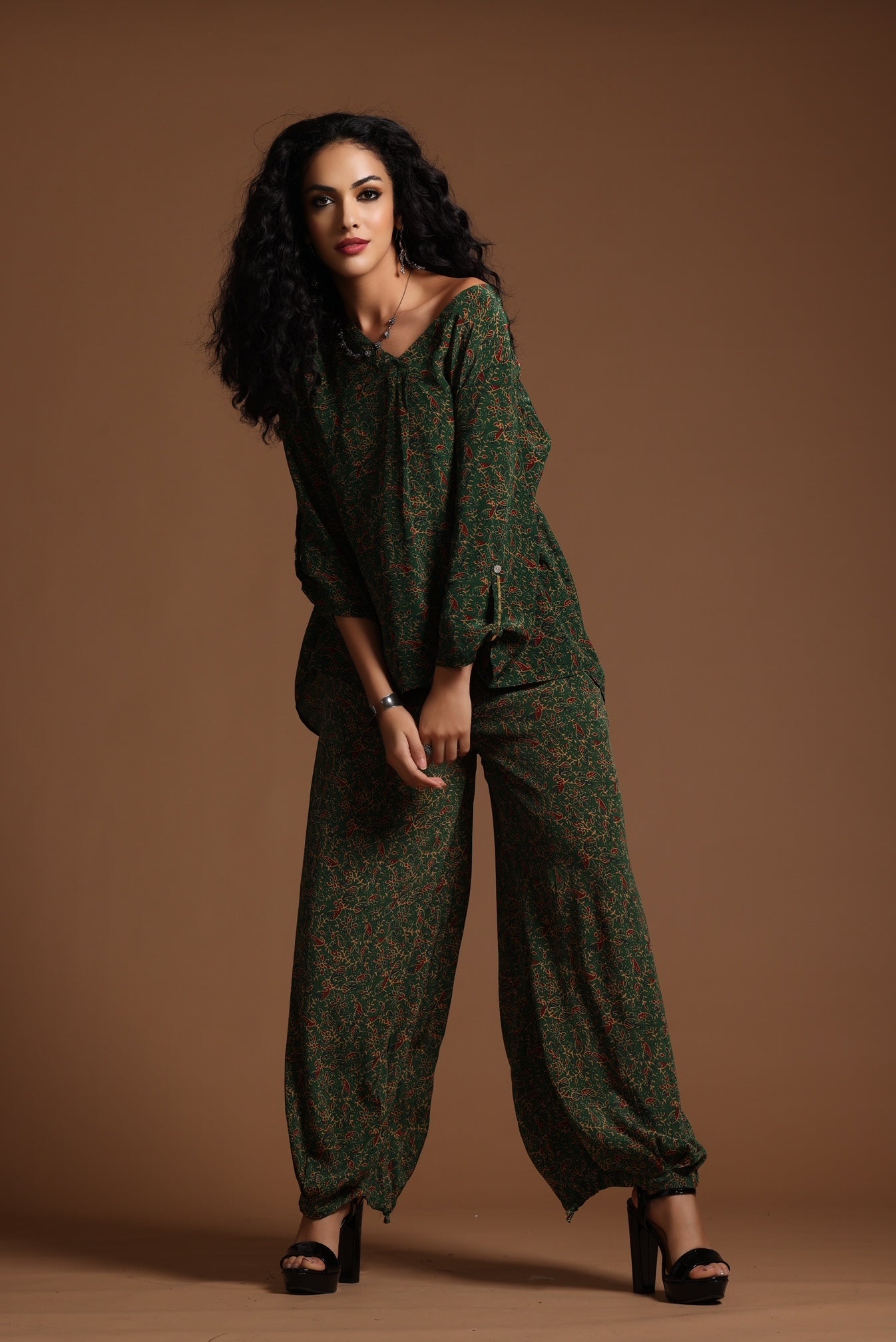 The Reva Wide Leg Pants Green