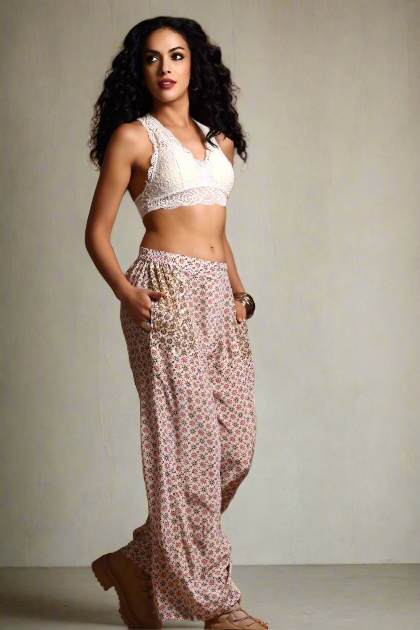 The Ira Barrel Leg Pants Beige