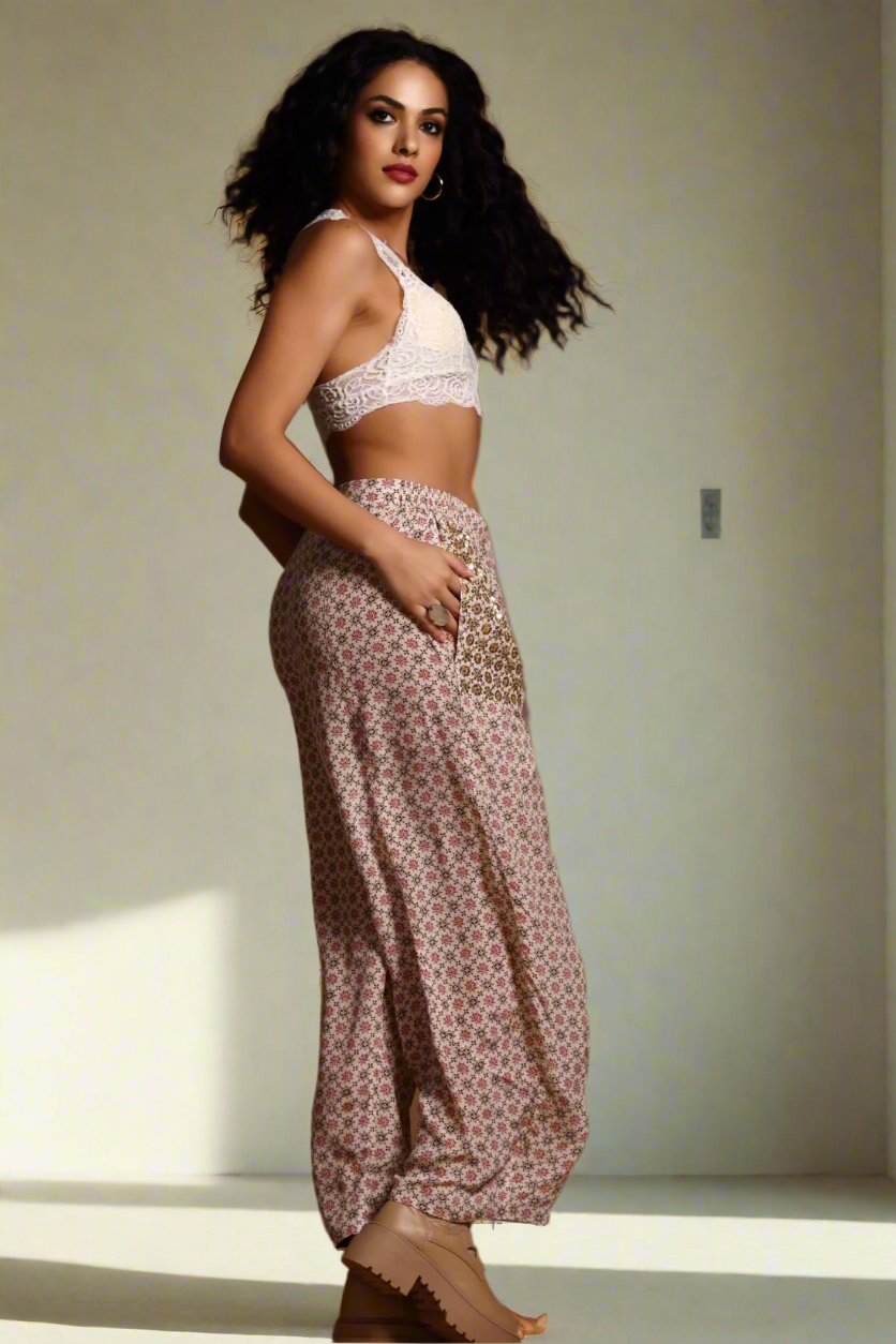 The Ira Barrel Leg Pants Beige