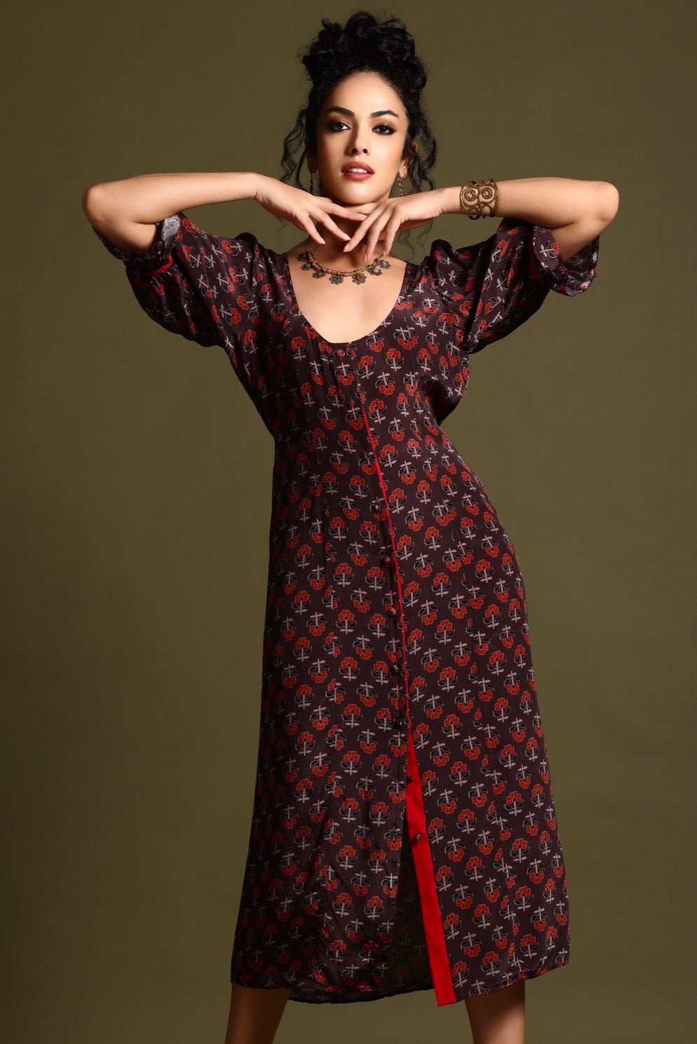 The Tara Midi Dress Brown