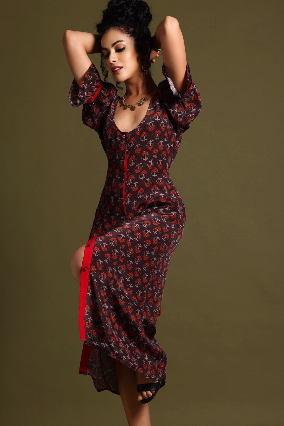 The Tara Midi Dress Brown