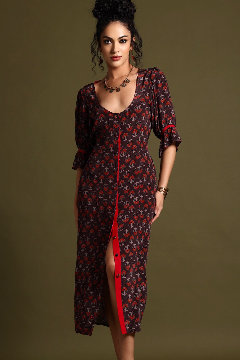 The Tara Midi Dress Brown