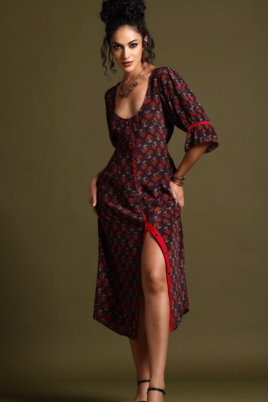 The Tara Midi Dress Brown