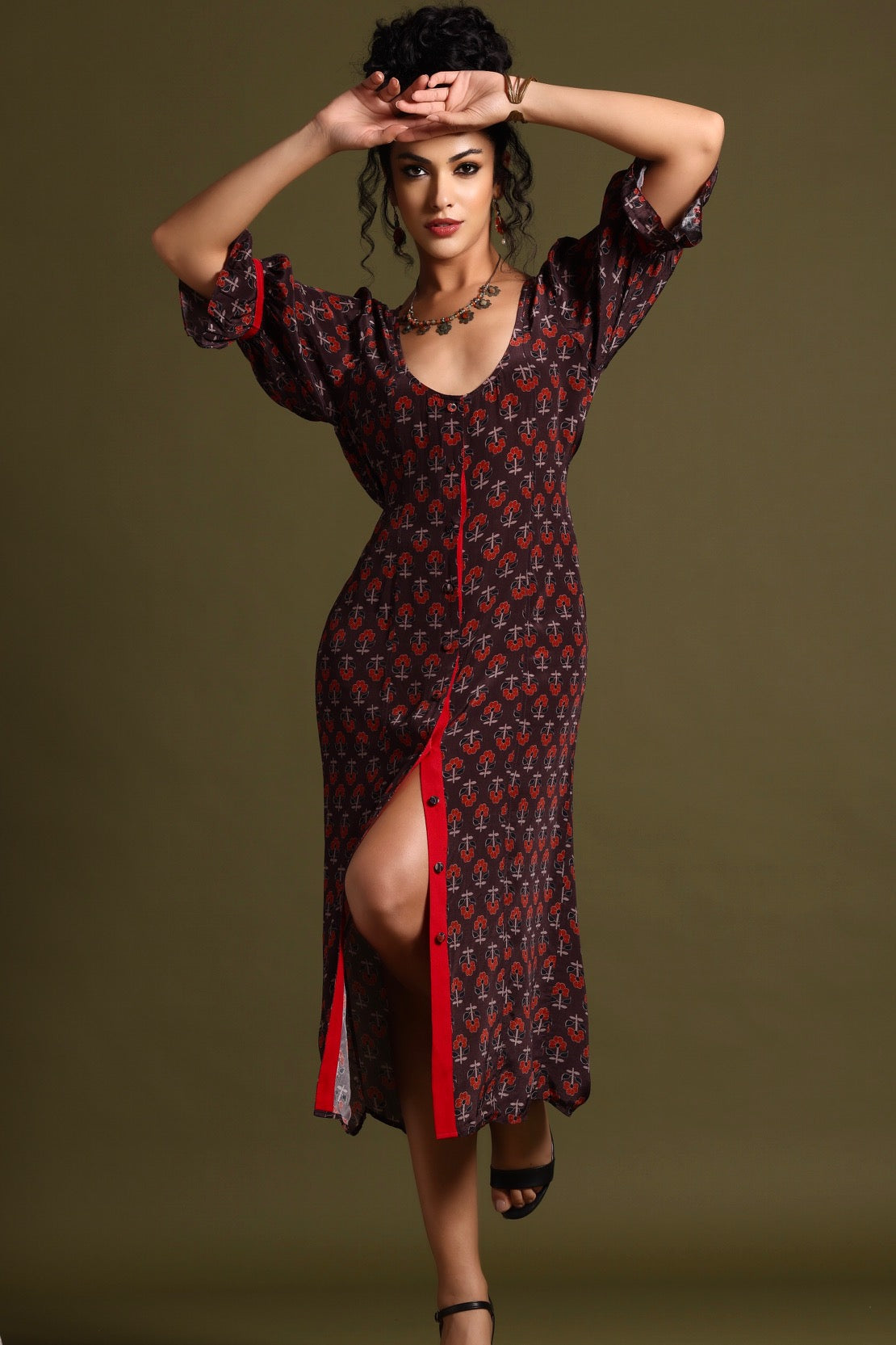 The Tara Midi Dress Brown