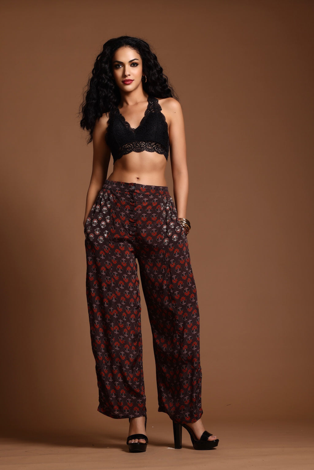 The Ira Barrel Leg Pants Brown