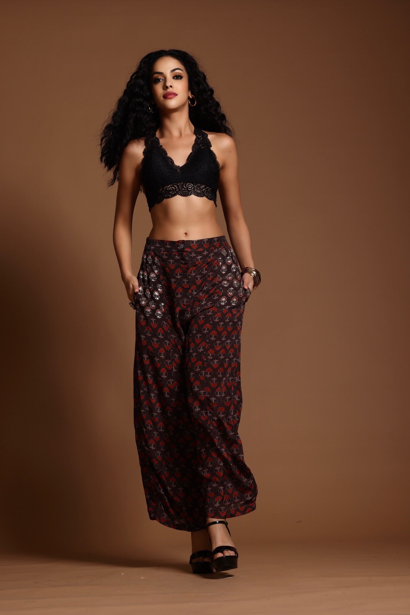 The Ira Barrel Leg Pants Brown